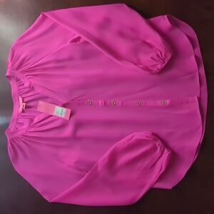 NWT Lilly Pulitzer Saige Long-Sleeve Silk Top